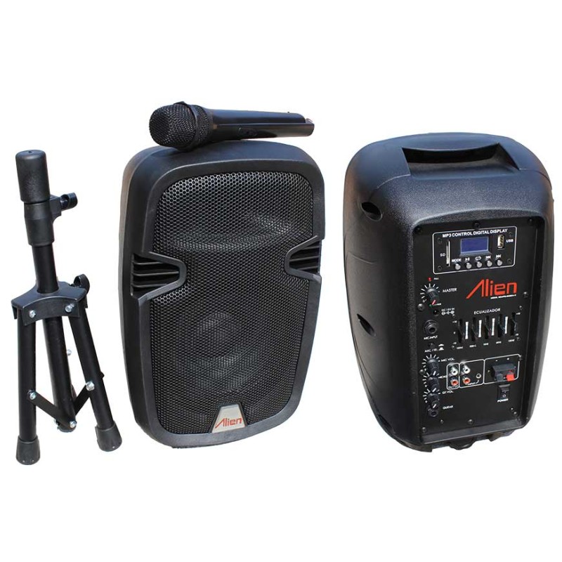 Incinta activa 8inch ABS 2108DA-R USB/SD/FM/BT/ACCU Alien engross