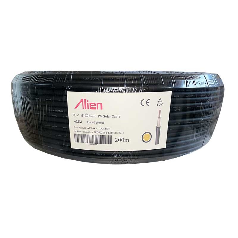 Cablu solar 6mm2 cupru rola 200m negru engross