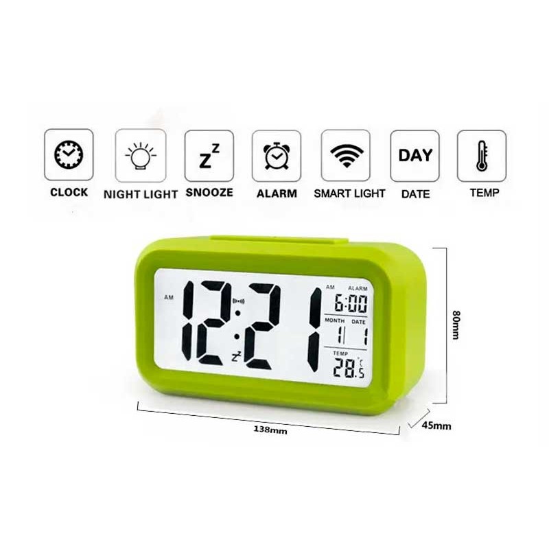 Ceas cu termomentru si alarma verde engross