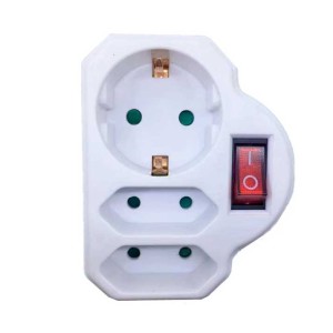 Triplu stecher 1xSuko+2xEuro cu intrerupator Alien engross