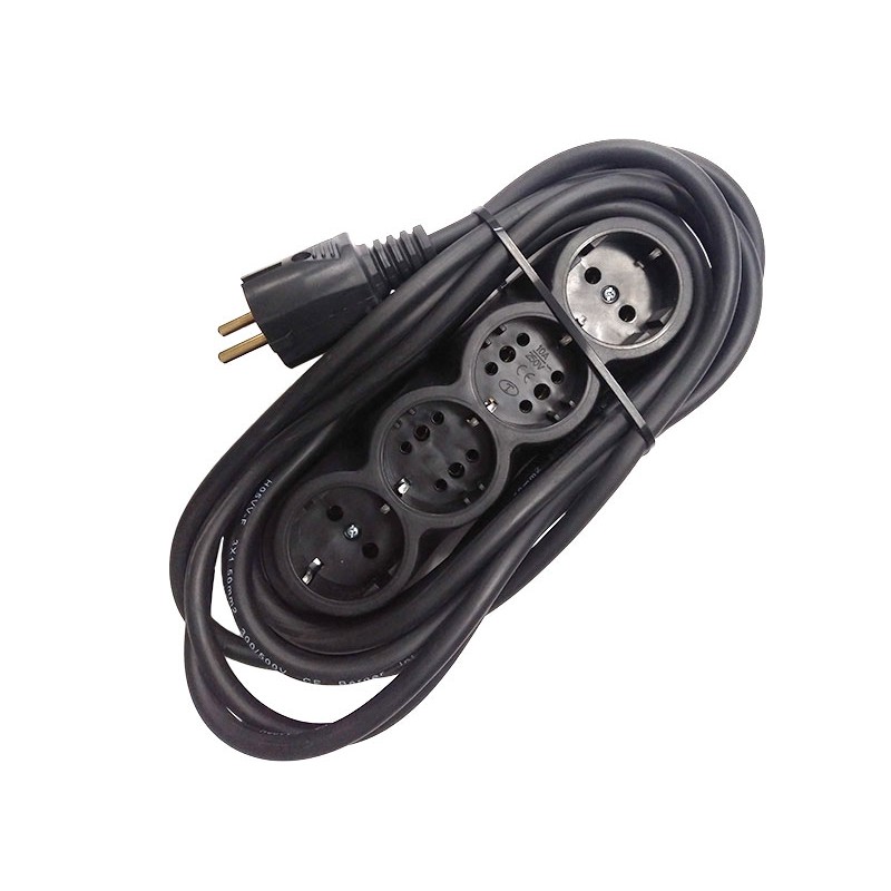Prelungitor cauciucat bachelita 4cai 5m 3x1.5mm2 negru engross