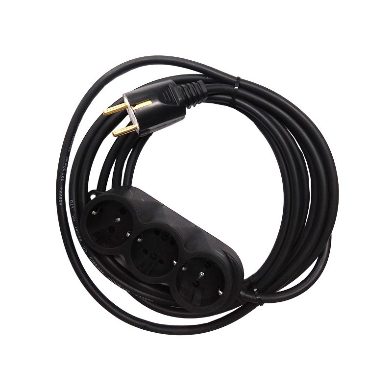 Prelungitor cauciucat bachelita 4cai 10m 3x1.5mm2 negru engross