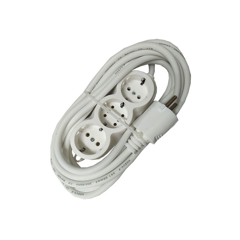 Prelungitor cauciucat bachelita 3cai 5m 3x1.5mm2 alb engross