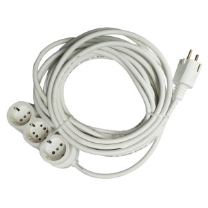Prelungitor cauciucat bachelita 3cai 10m 3x1.5mm2 alb engross