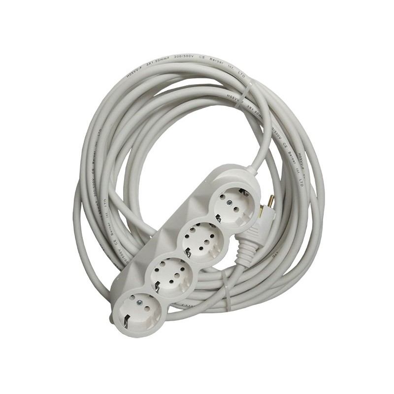 Prelungitor cauciucat bachelita 4cai 10m 3x1.5mm2 alb engross