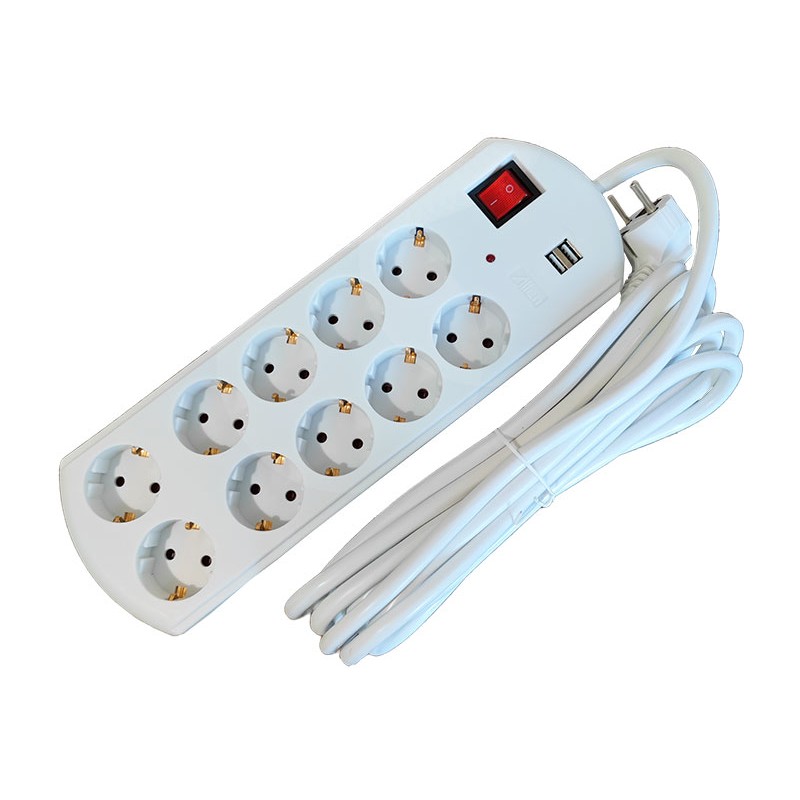 Prelungitor dublu USB 10cai 5m 3x2.5mm2 cu intr Alien engross
