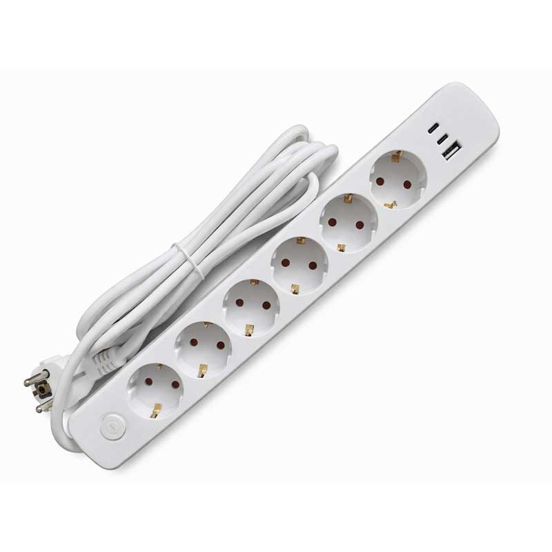 Prelungitor 6cai cu USB+tip C 3m engross
