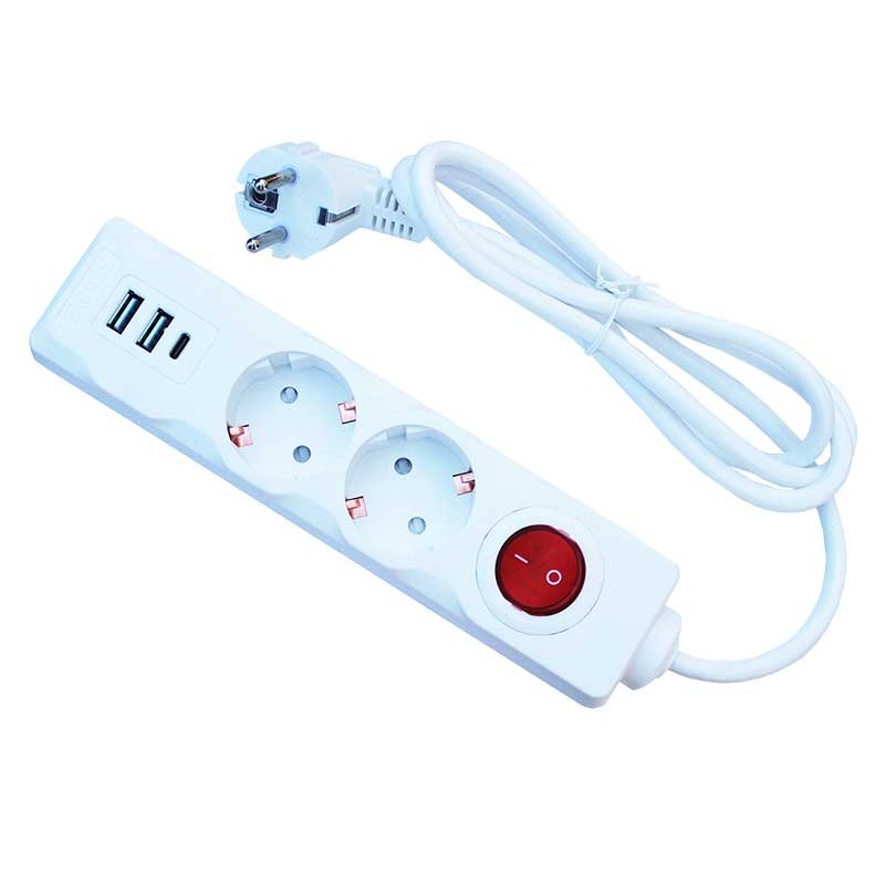 Prelungitor 2cai cu USB+tip C 1,5m engross