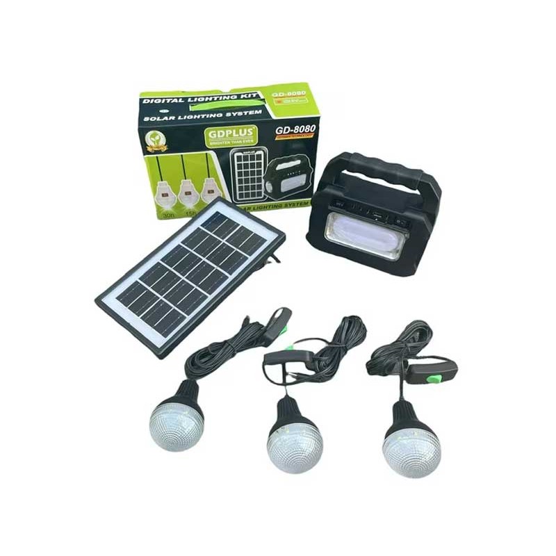 Kit panou solar cu 3 becuri si lanterna inclusa engross