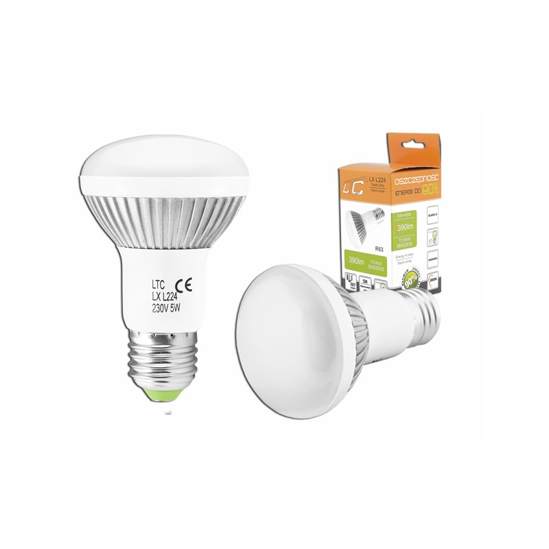 Bec leduri R63 E27 5W alb cald engross
