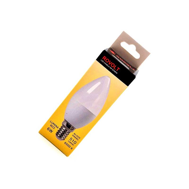 Bec leduri lumanare Rovolt 6W E14 rece engross