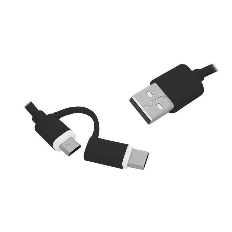 Cablu USB 2in1 microusb/tip C negru engross