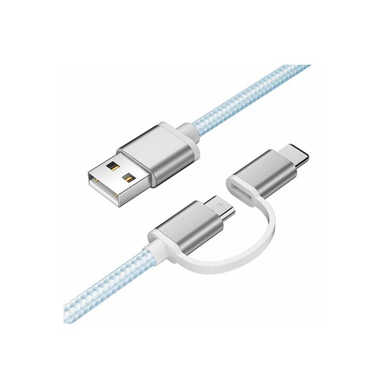 Cablu USB 2in1 microusb/tip C argintiu engross