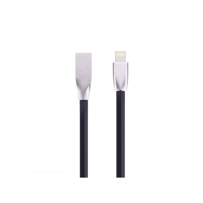 Cablu Iphone cu mufe in carcasa de metal negru engross