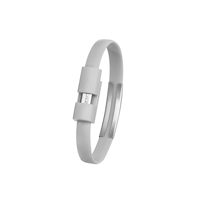 Cablu microusb bratara 0.2m gri engross