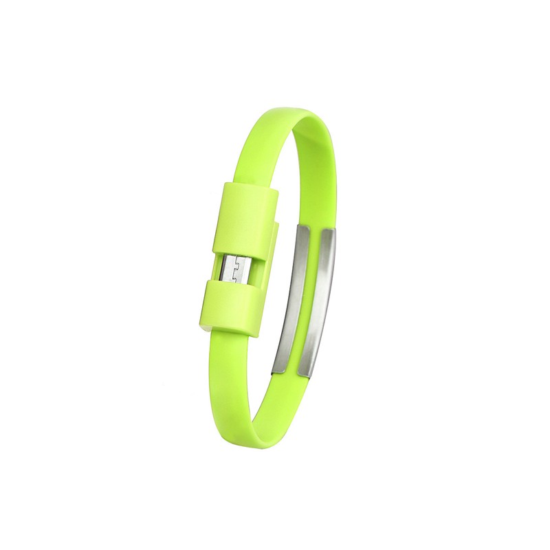 Cablu microusb bratara 0.2m verde engross