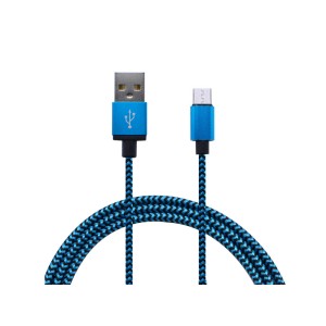 Cablu microusb textil albastru/negru engross