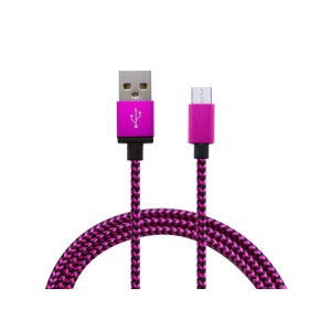 Cablu microusb textil mov/negru engross
