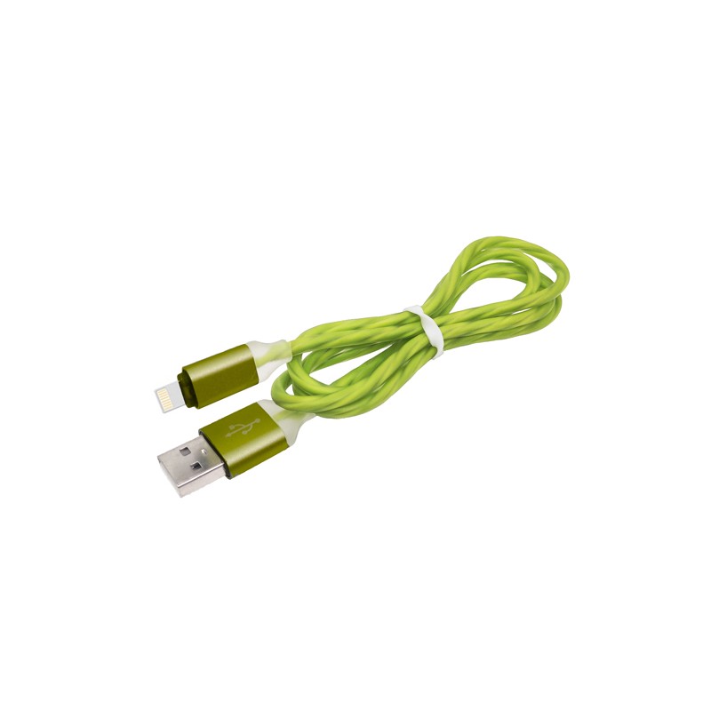 Cablu Iphone gros gumat verde engross