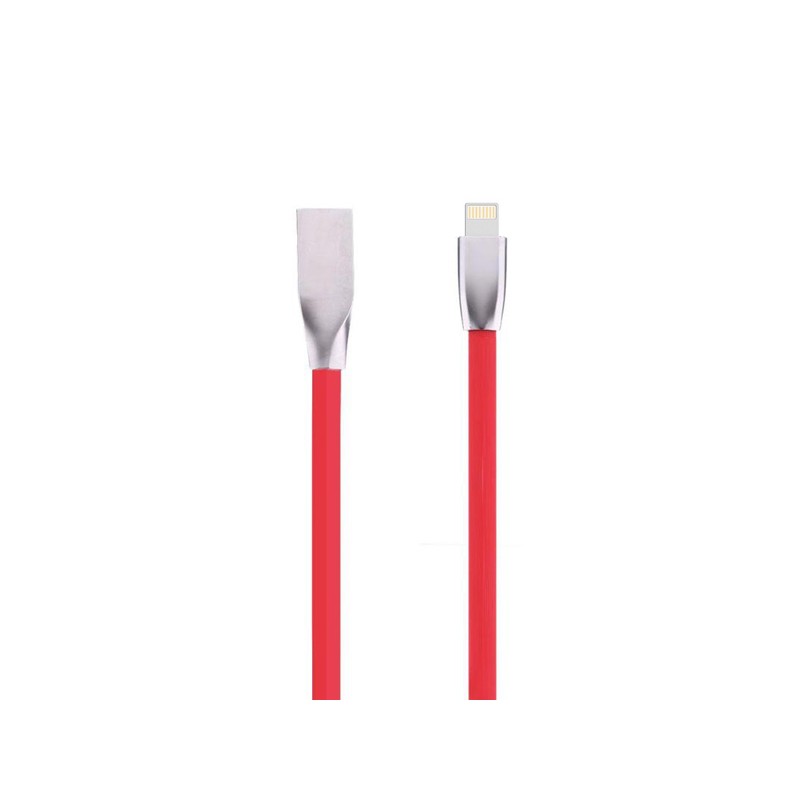 Cablu Iphone cu mufe in carcasa de metal rosu engross
