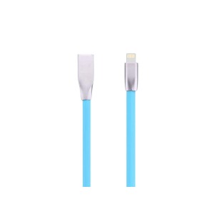 Cablu Iphone cu mufe in carcasa de metal albastru engross