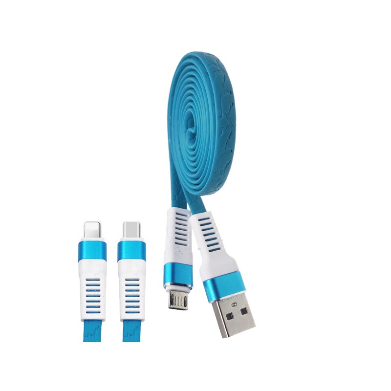 Cablu microusb imitatie piele albastru engross