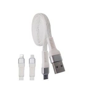 Cablu microusb imitatie piele alb engross
