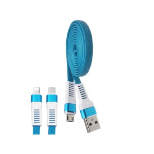 Cablu Iphone imitatie piele albastru engross