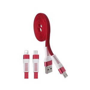 Cablu Iphone imitatie piele rosu engross
