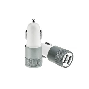 Incarcator auto 1A 2 USB-uri gri engross