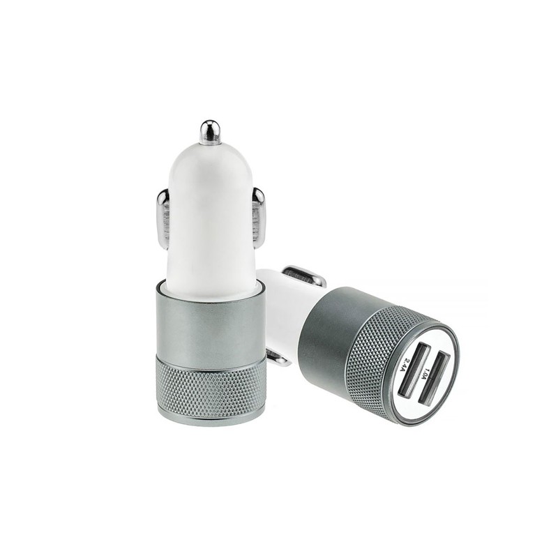 Incarcator auto 1A 2 USB-uri gri engross