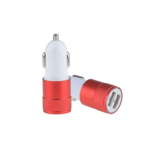 Incarcator auto 2A 2 USB-uri rosu engross