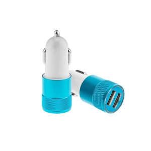 Incarcator auto 2A 2 USB-uri albastru engross