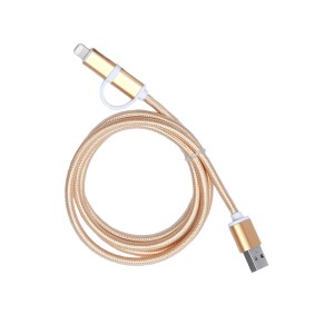 Cablu textil 2in1 microusb/Ihpone auriu engross