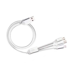 Cablu USB 3in1 gros gumat alb engross