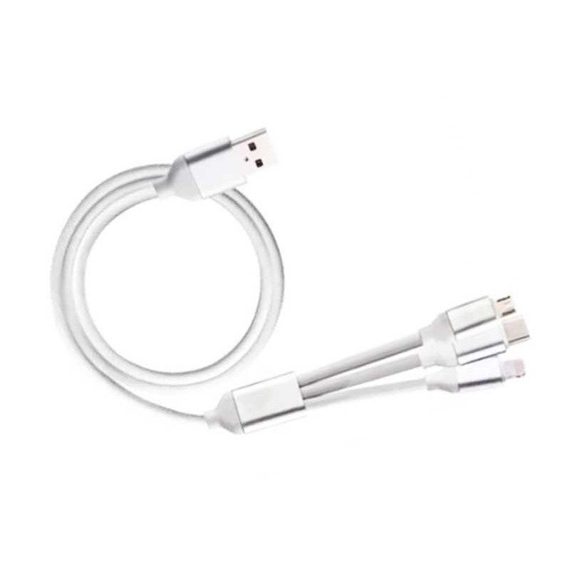 Cablu USB 3in1 gros gumat alb engross