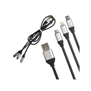 Cablu USB 3in1 gros gumat negru engross