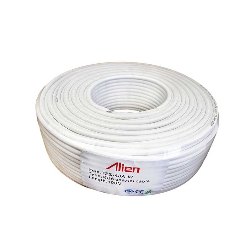 Cablu coaxial RG6 alb 48x0.12mm 1.02mm CCA 100m engross