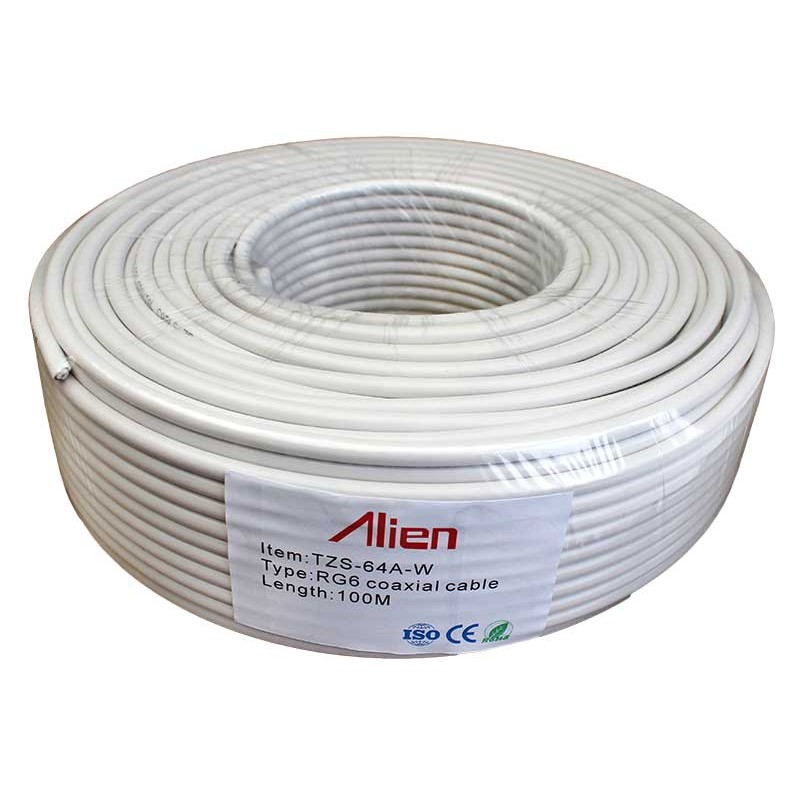 Cablu coaxial RG6 alb 64x0.12mm 1.02mm CCA 100m engross