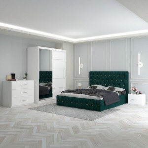 Dormitor Eric Verde  + Comoda 3 Sertare