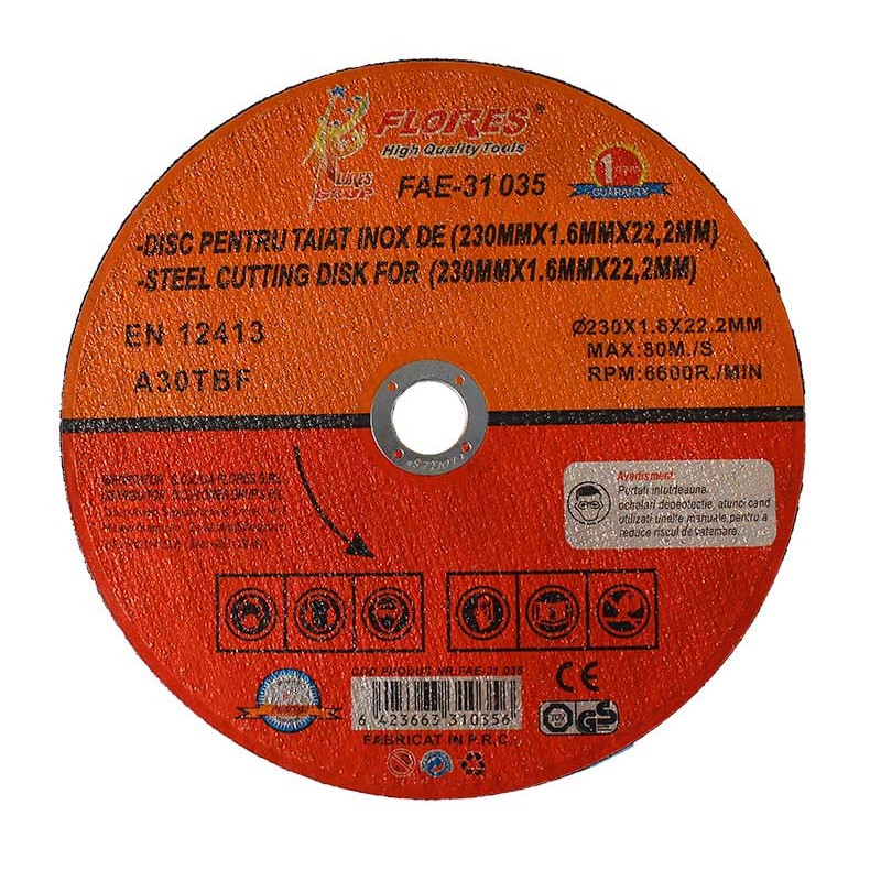 Disc pentru taiat inox de (230mmx1.6mmx22.2mm) engross