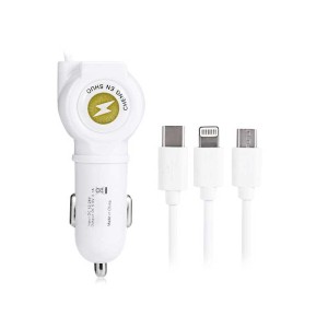 Incarcator auto cu cablu 3in1 microusb/Iphone/tip C engross