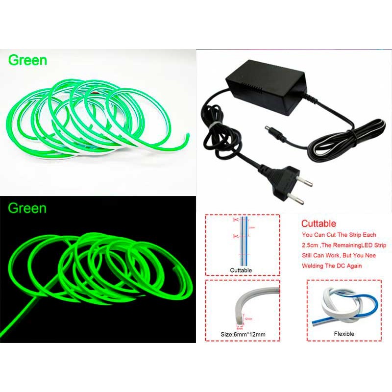 Neon decor auto 5m 12V/220V verde engross