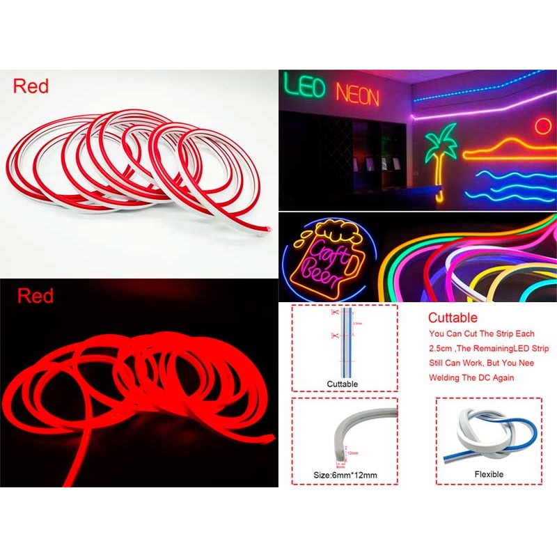 Neon decor auto 5m 12V rosu engross