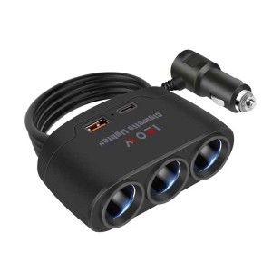 Adaptor bricheta auto x3 +USB+tip C fast charge engross
