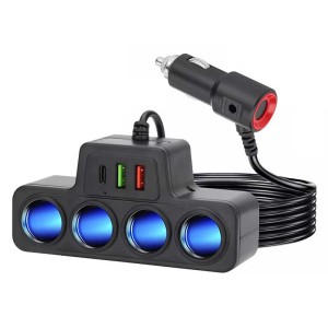 Adaptor bricheta auto x4 +2xUSB+tip C engross