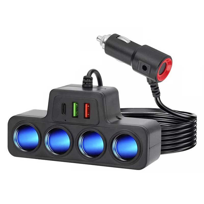 Adaptor bricheta auto x4 +2xUSB+tip C engross