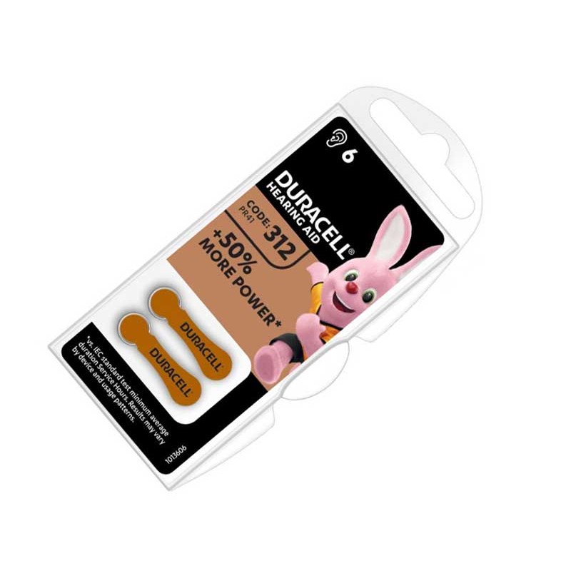 Set 6 baterii aparat auditiv Duracell 312 engross
