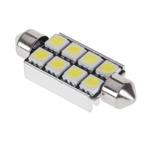 Bec auto 12V T11x42 8 leduri 5050 alb engross