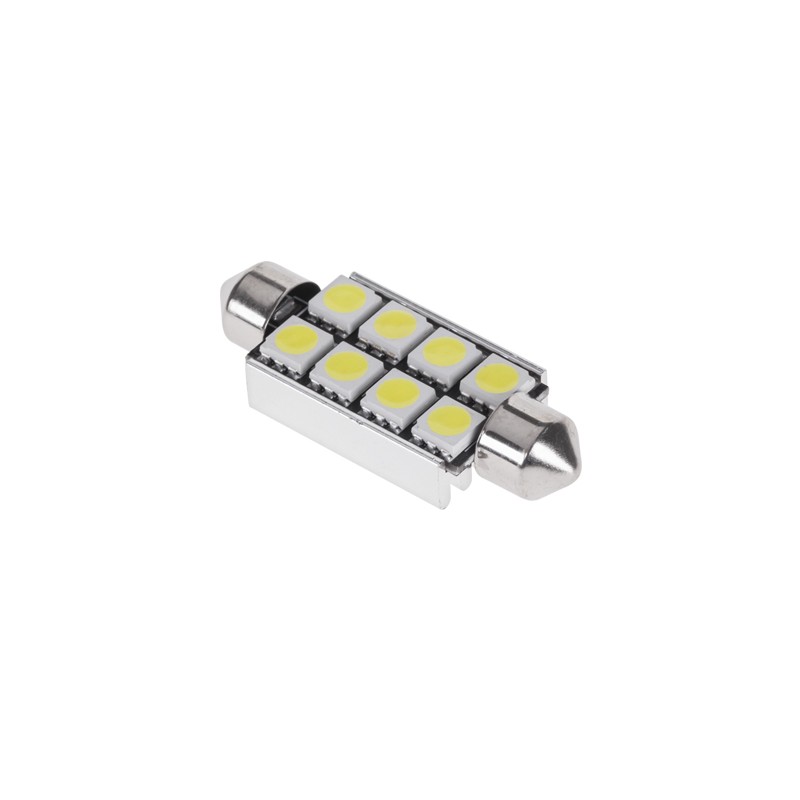 Bec auto 12V T11x42 8 leduri 5050 alb engross